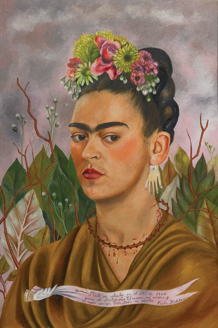Frida Kahlo, “Self-Portrait Dedicated to Dr. Leo Eloesser” (1940) PHOTO BY JAVIER HINOJOSA