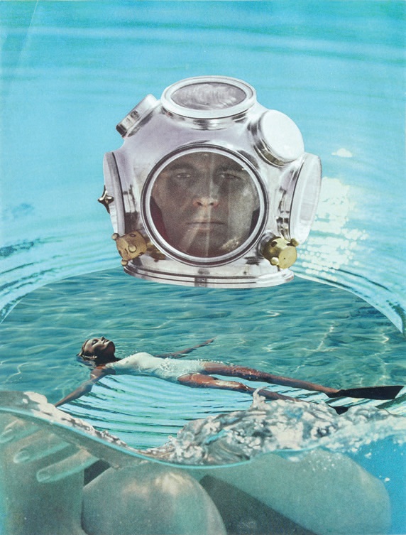 “Diver” (1982, cut and pasted printed paper), 12 1 ⁄4 inches by 9 3⁄8 inches. PHOTO COURTESY OF CONNER FAMILY TRUST, SAN FRANCISCO