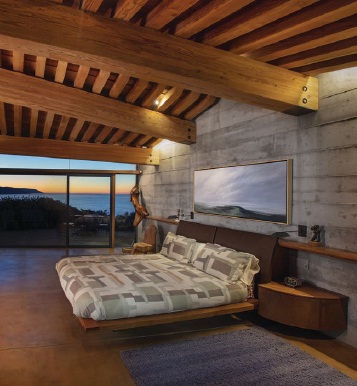 Natural elements, including massive beams, grace the home. PHOTO BY KODIAK GREENWOOD