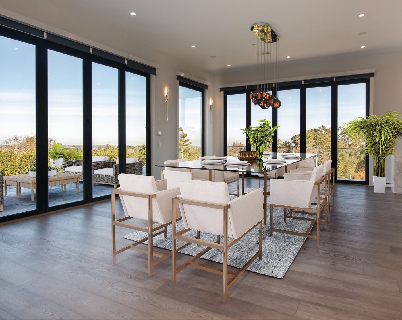 The outdoors flow in through large windows. PHOTO BY NATE DONOVAN/COURTESY OF GOLDEN GATE SOTHEBY’S INTERNATIONAL REALTY