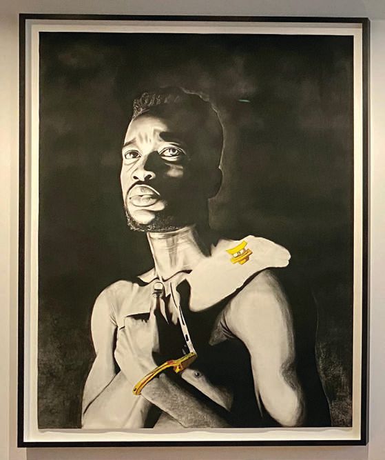 “And with the sun on his shoulder” (2020, charcoal and pastel on canvas), 72 inches by 60 inches. PHOTO COURTESY OF: JESSICA SILVERMAN